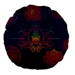 Boho Hamsa Mandala Large 18  Premium Flano Round Cushions