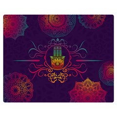 Boho Hamsa Mandala Double Sided Flano Blanket (medium)  by lucia