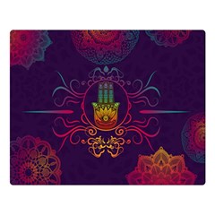 Boho Hamsa Mandala Double Sided Flano Blanket (large)  by lucia