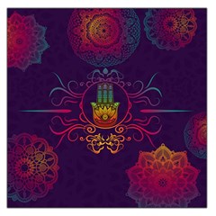 Boho Hamsa Mandala Large Satin Scarf (square) by lucia