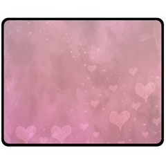 Lovely Hearts Double Sided Fleece Blanket (medium)  by lucia