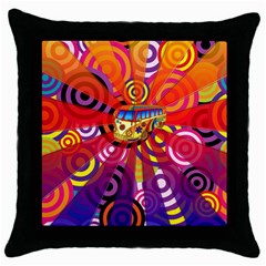 Boho Hippie Bus Throw Pillow Case (black) by lucia