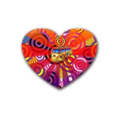 Boho Hippie Bus Rubber Coaster (heart)  by lucia