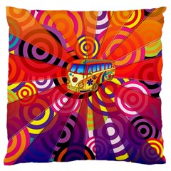 Boho Hippie Bus Large Cushion Case (one Side) by lucia