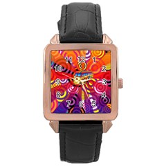 Boho Hippie Bus Rose Gold Leather Watch  by lucia