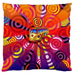 Boho Hippie Bus Large Flano Cushion Case (one Side) by lucia