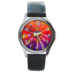 Boho Hippie Bus Round Metal Watch by lucia