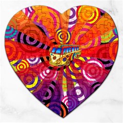 Boho Hippie Bus Jigsaw Puzzle (heart) by lucia