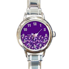 Purple Spring Butterfly Round Italian Charm Watch by lucia