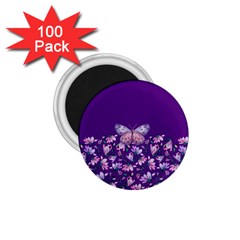 Purple Spring Butterfly 1 75  Magnets (100 Pack) 