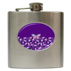 Purple Spring Butterfly Hip Flask (6 Oz)