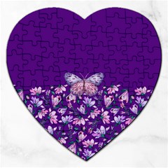 Purple Spring Butterfly Jigsaw Puzzle (heart) by lucia