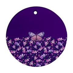 Purple Spring Butterfly Round Ornament (two Sides)