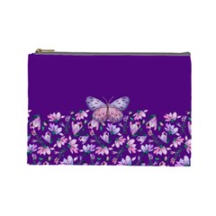 Purple Spring Butterfly Cosmetic Bag (large)