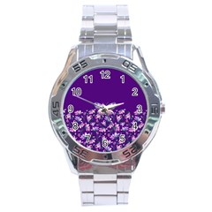 Purple Spring Butterfly Stainless Steel Analogue Watch