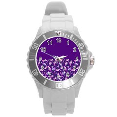 Purple Spring Butterfly Round Plastic Sport Watch (l) by lucia