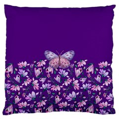 Purple Spring Butterfly Large Cushion Case (one Side) by lucia