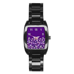 Purple Spring Butterfly Stainless Steel Barrel Watch by lucia