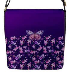 Purple Spring Butterfly Flap Closure Messenger Bag (s) by lucia