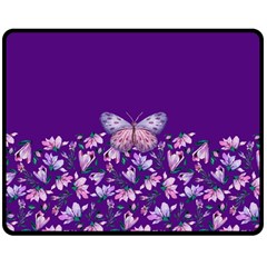 Purple Spring Butterfly Double Sided Fleece Blanket (medium)  by lucia