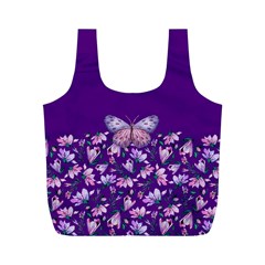 Purple Spring Butterfly Full Print Recycle Bag (m)