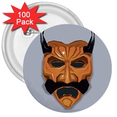 Mask India South Culture 3  Buttons (100 Pack)  by Sudhe