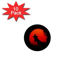 Giraffe Animal Africa Sunset 1  Mini Buttons (10 Pack)  by Sudhe