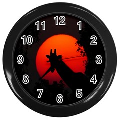 Giraffe Animal Africa Sunset Wall Clock (black) by Sudhe