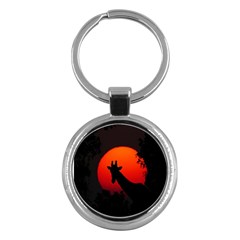 Giraffe Animal Africa Sunset Key Chains (round)  by Sudhe