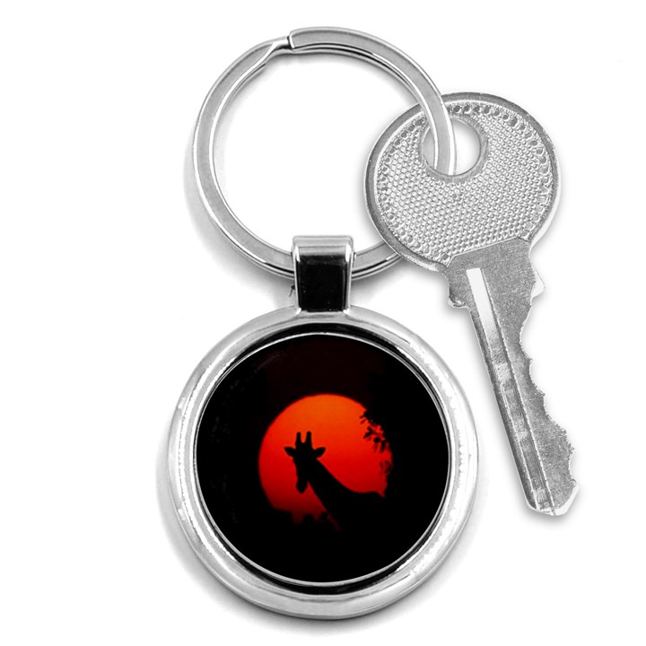 Giraffe Animal Africa Sunset Key Chains (Round) 