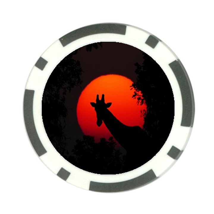 Giraffe Animal Africa Sunset Poker Chip Card Guard