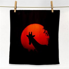 Giraffe Animal Africa Sunset Face Towel by Sudhe