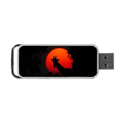 Giraffe Animal Africa Sunset Portable Usb Flash (one Side) by Sudhe