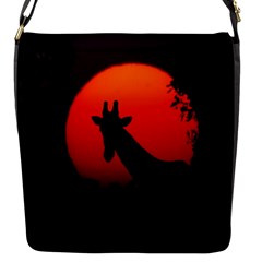 Giraffe Animal Africa Sunset Flap Closure Messenger Bag (s) by Sudhe