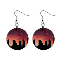 Skyline Panoramic City Architecture Mini Button Earrings by Sudhe