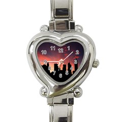 Skyline Panoramic City Architecture Heart Italian Charm Watch by Sudhe