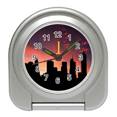 Skyline Panoramic City Architecture Travel Alarm Clock by Sudhe