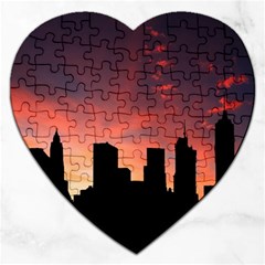 Skyline Panoramic City Architecture Jigsaw Puzzle (heart) by Sudhe