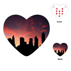 Skyline Panoramic City Architecture Playing Cards (heart) by Sudhe