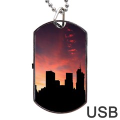 Skyline Panoramic City Architecture Dog Tag Usb Flash (one Side) by Sudhe