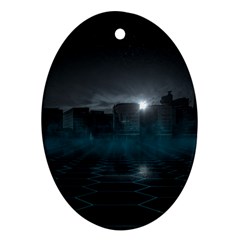 Skyline Night Star Sky Moon Sickle Ornament (oval) by Sudhe