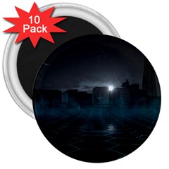 Skyline Night Star Sky Moon Sickle 3  Magnets (10 Pack)  by Sudhe