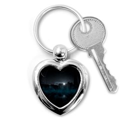 Skyline Night Star Sky Moon Sickle Key Chains (heart)  by Sudhe