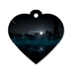 Skyline Night Star Sky Moon Sickle Dog Tag Heart (Two Sides) Front