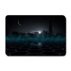 Skyline Night Star Sky Moon Sickle Small Doormat  by Sudhe