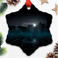 Skyline Night Star Sky Moon Sickle Snowflake Ornament (two Sides) by Sudhe