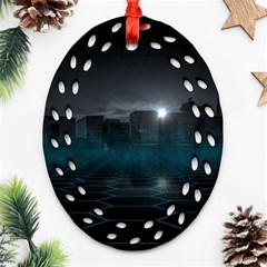 Skyline Night Star Sky Moon Sickle Oval Filigree Ornament (two Sides) by Sudhe