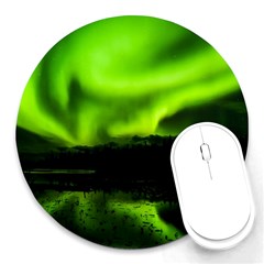 Aurora Borealis Northern Lights Sky Round Mousepads by Sudhe