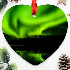 Aurora Borealis Northern Lights Sky Ornament (heart) by Sudhe