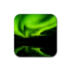 Aurora Borealis Northern Lights Sky Rubber Coaster (square)  by Sudhe